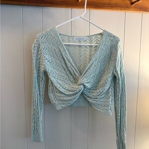 American Threads Light Teal/GreenTwist Front Blouse